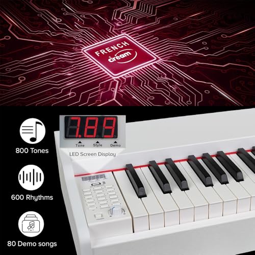 Image of Kadence GEN25 Digital Piano(DP01)- 88 Weighted Progressive Hammer Keys, Wooden Stand, Triple Pedal, MIDI & French Dream Chip (White Piano,2025 Edition)