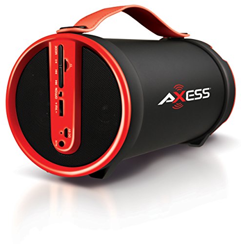 AXESS SPBT1033 Portable Bluetooth Indoor/Outdoor 2.1 Hi-Fi Cylinder Loud Speaker with Built-In 4"