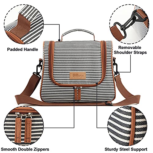 Buringer Homespon Insulated Lunch Bag Fashionable Cooler Tote Reusable Lunch Box Container With Shoulder Strap For Work Picnic Or Travel (Black And White Stripe) #TOP2