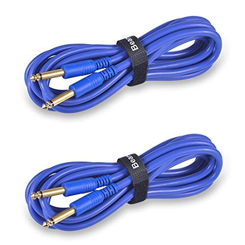 Bearstar 2 Pack 5FT Musical Professional Straight Instrument Cables,Gold Plated Connector 6.35mm to 6.35mm 1/4" to 1/4" Blue Mono Audio Cable
