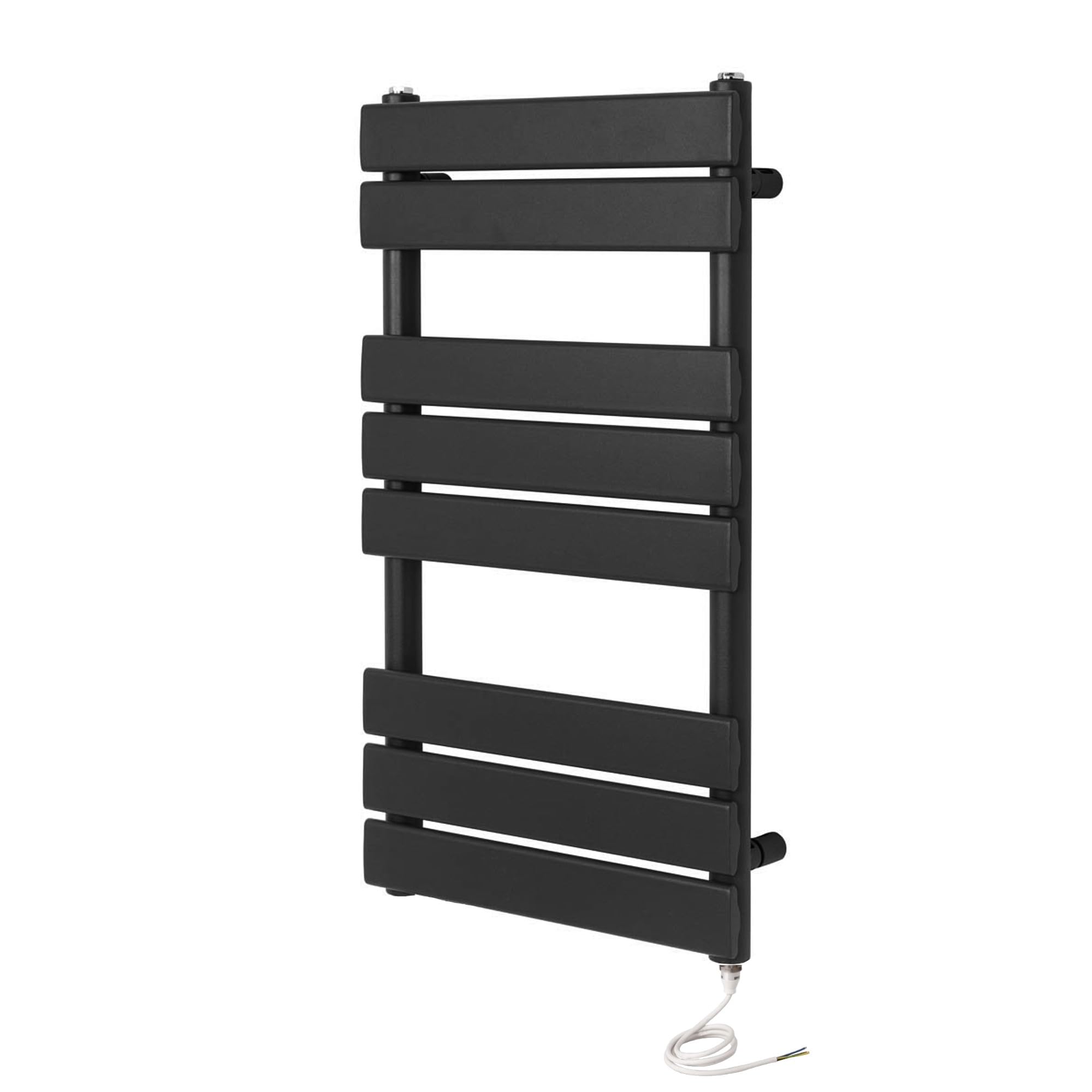 Greened House Black Richmond Electric Heated Towel Rail Flat Panel Bathroom Radiator (500Mm W X 800Mm H)