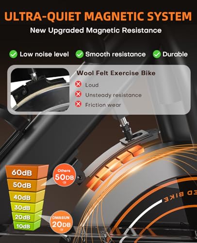 DMASUN Exercise Bike Gym Workout, PLUS Magnetic Stationary Bike with Heavier Flywheel, Silent Fitness Bike 100% Adjustable Resistance, Comfortable Seat, Indoor Cycling Bike for Home Training Cardio - Image 4