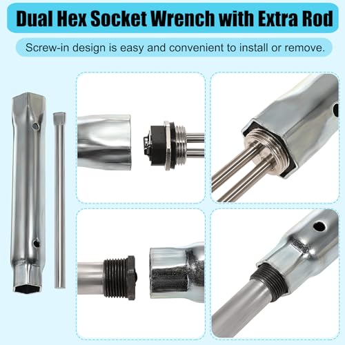 Image of OwnMy 5PCS RV Water Heater Elements with Socket Wrench, RV Water Heater Anode Rod Compatible with Suburban RV Water Heater Parts, Electric Hot Water Heater Element Replacement Kit for RV Campers