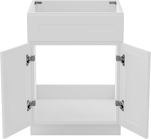 Miniatura 7 de KitchenMan Mueble de baño de 24 pulgadas sin parte superior y lavabo, armario de almacenamiento de baño sin ensamblar con 2 puertas no incluye asas,