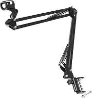 Braço Suporte Articulável para Mesa com Presilha Ajustável para Microfone, Pedestal Profissional Dobrável de Metal