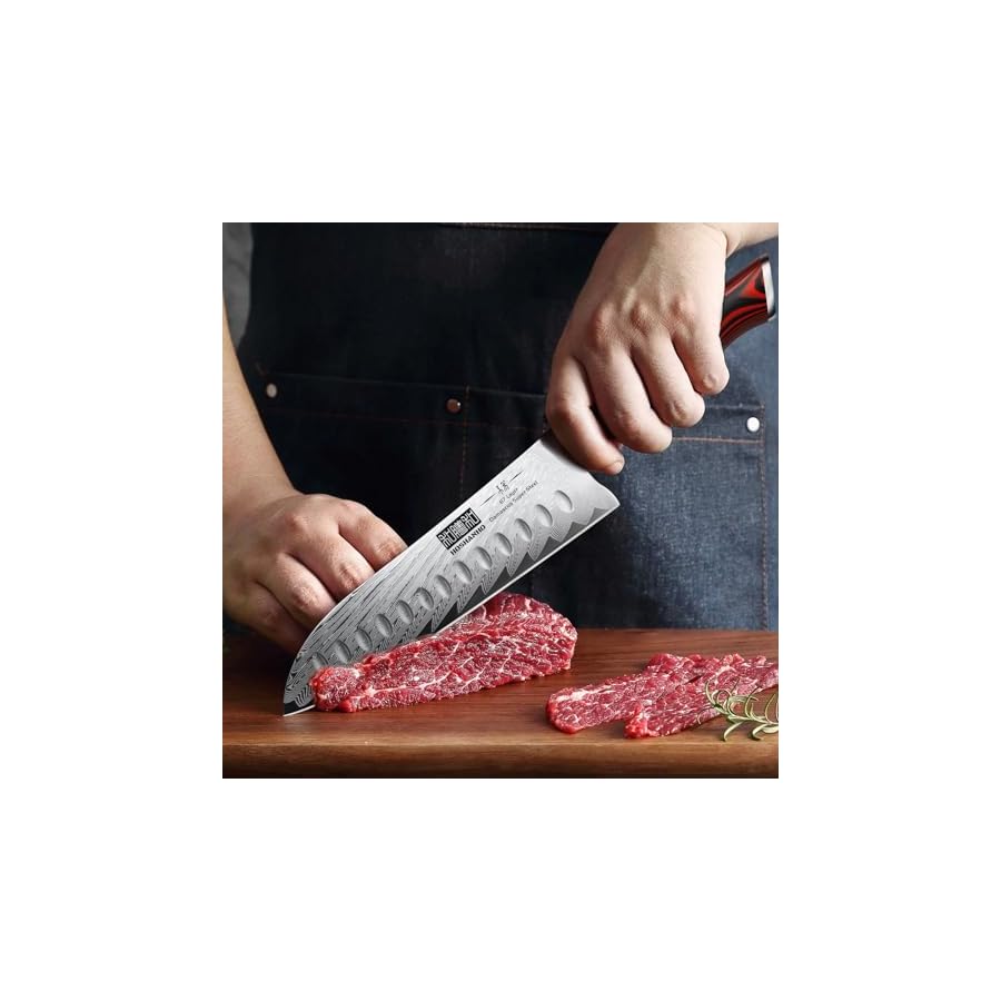 Damascus-Santoku-Knife-7-Inch-Professiona-Kitchen-KnifeVG-10-Damasucs-Steel-Ultra-Sharp-Santoku-Chef-Knife-with-Ergonomic-G10-Handle HOSHANHO Damascus Santoku Knife, 7 Inch Professiona Kitchen Knife,VG-10 Damascus Steel Ultra-Sharp Santoku Chef Knife with Ergonomic G10 Handle