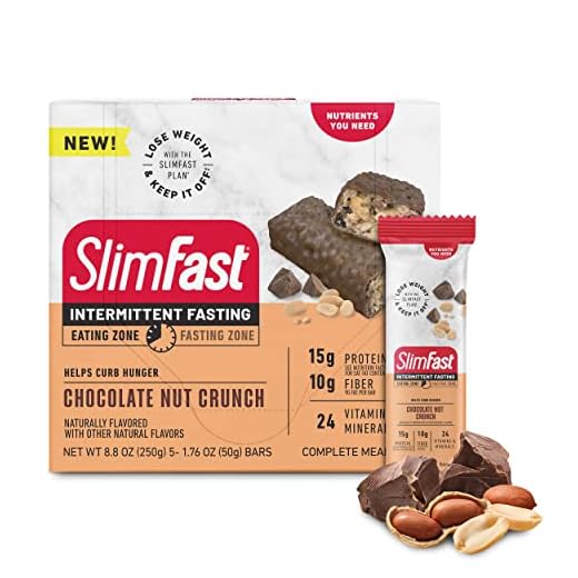 SlimFast Intermittent Fasting- Complete Meal Protein Bars, Chocolate Nut Crunch, 5 Bars (Pack of 1)