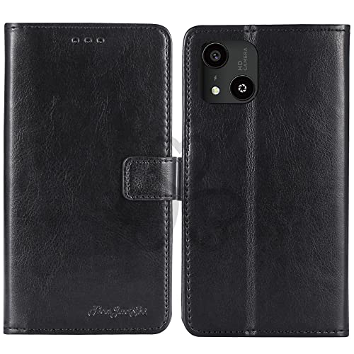 TienJueShi Noir Flip Retro Support à Rabat Cuir Housse Coque pour Logicom Five 5 inch Étui Cas Couverture Protecteur Case Portefeuille Cover