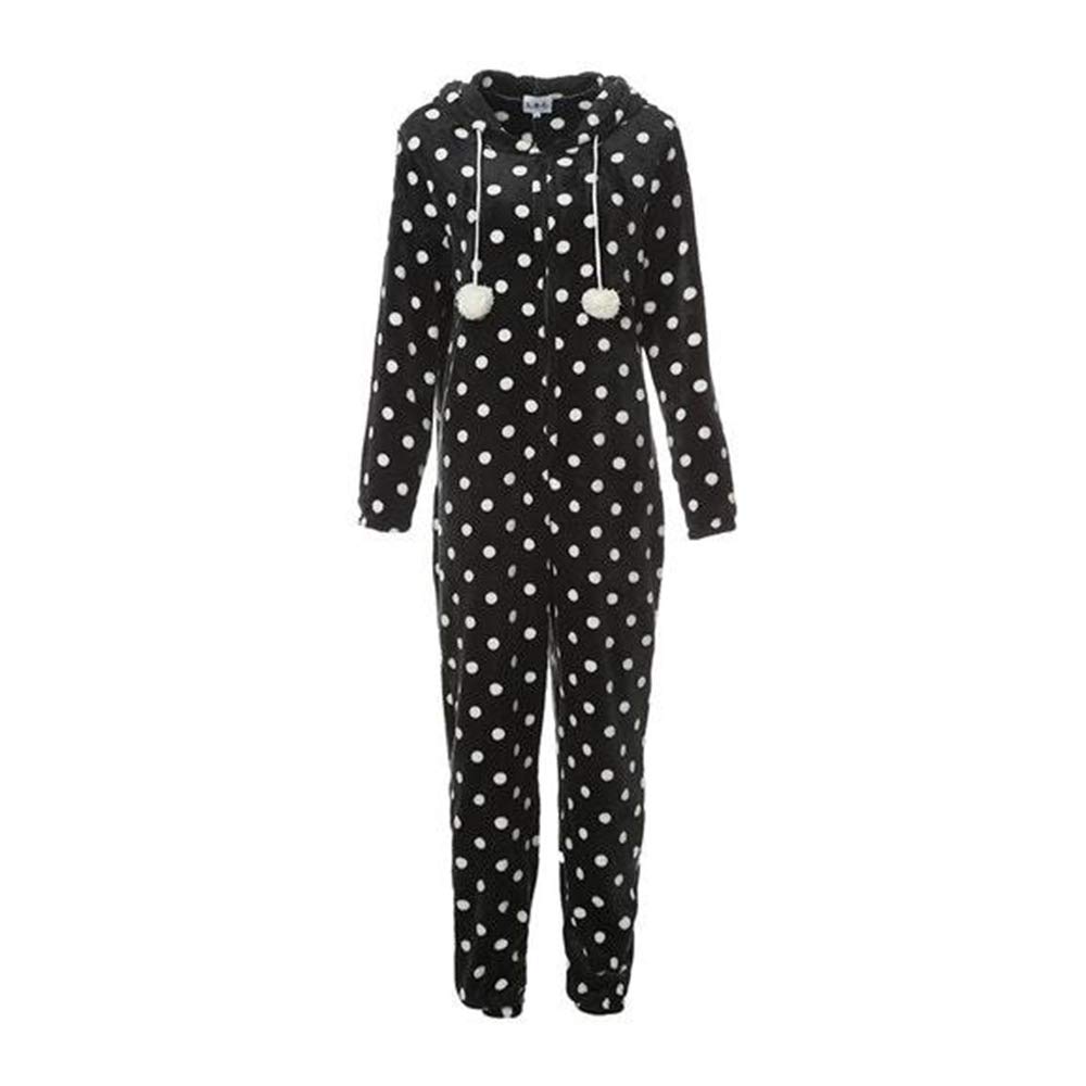 Rojeam Pijamas Invierno Mujer Onesie Adultos Pijamas Cálida Ropa de Dormir con Capucha Pijama de Una Pieza Monos Enteros Suaves