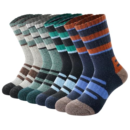 BISOUSOX Calcetines de Lana para Niños Calcetines de Invierno Cálidos para Niños para Caminata 4 Pares Regalo para Niñas