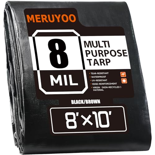 Image of 8x10 Tarp Waterproof 8 Mil Poly Tarps Waterproof Black /Brown