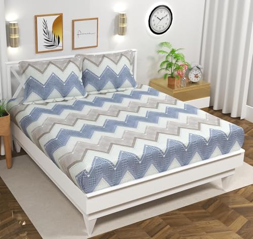 Image of HOMEKART 3D Printed 144 Tc Microfiber Double Bedsheet with 2 King Size Pillow Covers Breathable | Wrinklfree | Summer | Topsheet (Grey & White Cricle Print, 90 x 90 Inches)