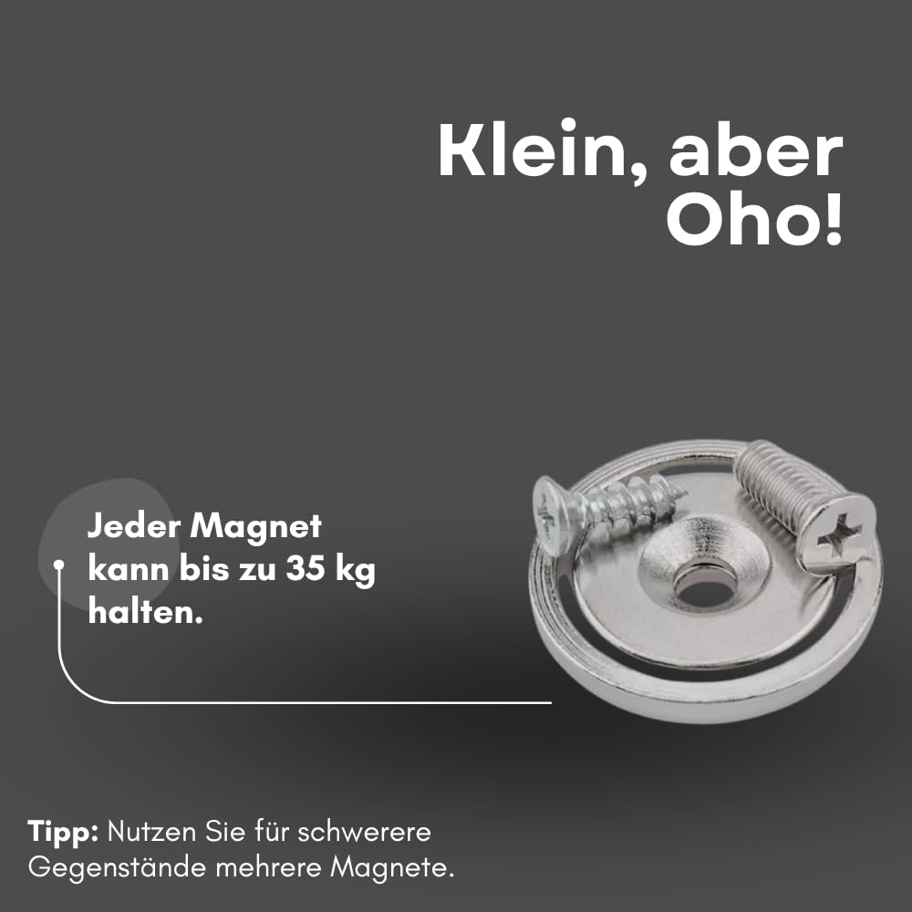 Strong Magnets, magnete al neodimio, 32 mm, 20 pezzi, extra forte, dura fino a 37 kg, applicazione industriale, officina o ufficio, magnete da avvitare