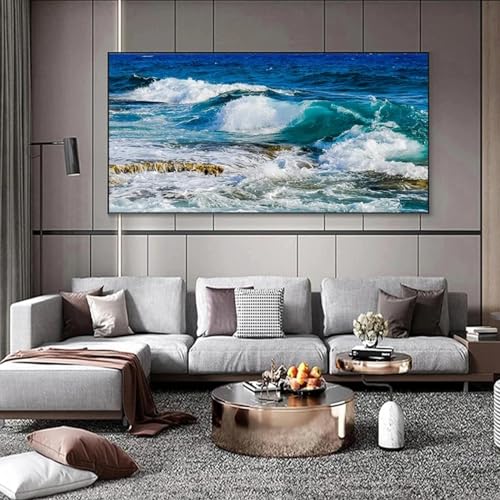 Toile paysage marin de 80x160 cm | Grand tableau d'art moderne de salon