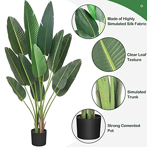 Amyove 72 inchs Artificial Tree Bird of Paradise with 13 Trunks, 6 Feet Faux Plant Fake Banana Tree Plant with Pot for Home, Decor, Indoor, Outdoor, Living Room, Office-1Pack