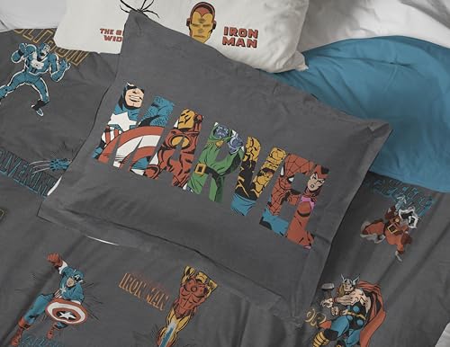 Image of Marvel Comics Avengers Twin Comforter Set 5 Piece Bedding for Boys, Gray
