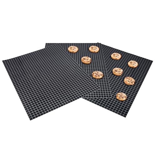 Coolinato 3er Set Silikon Backmatten, 38x30cm, Dauerbackfolie für Backofen, wiederverwendbares Backpapier, Backunterlage rutschfest, spülmaschinenfest, hitzebeständig
