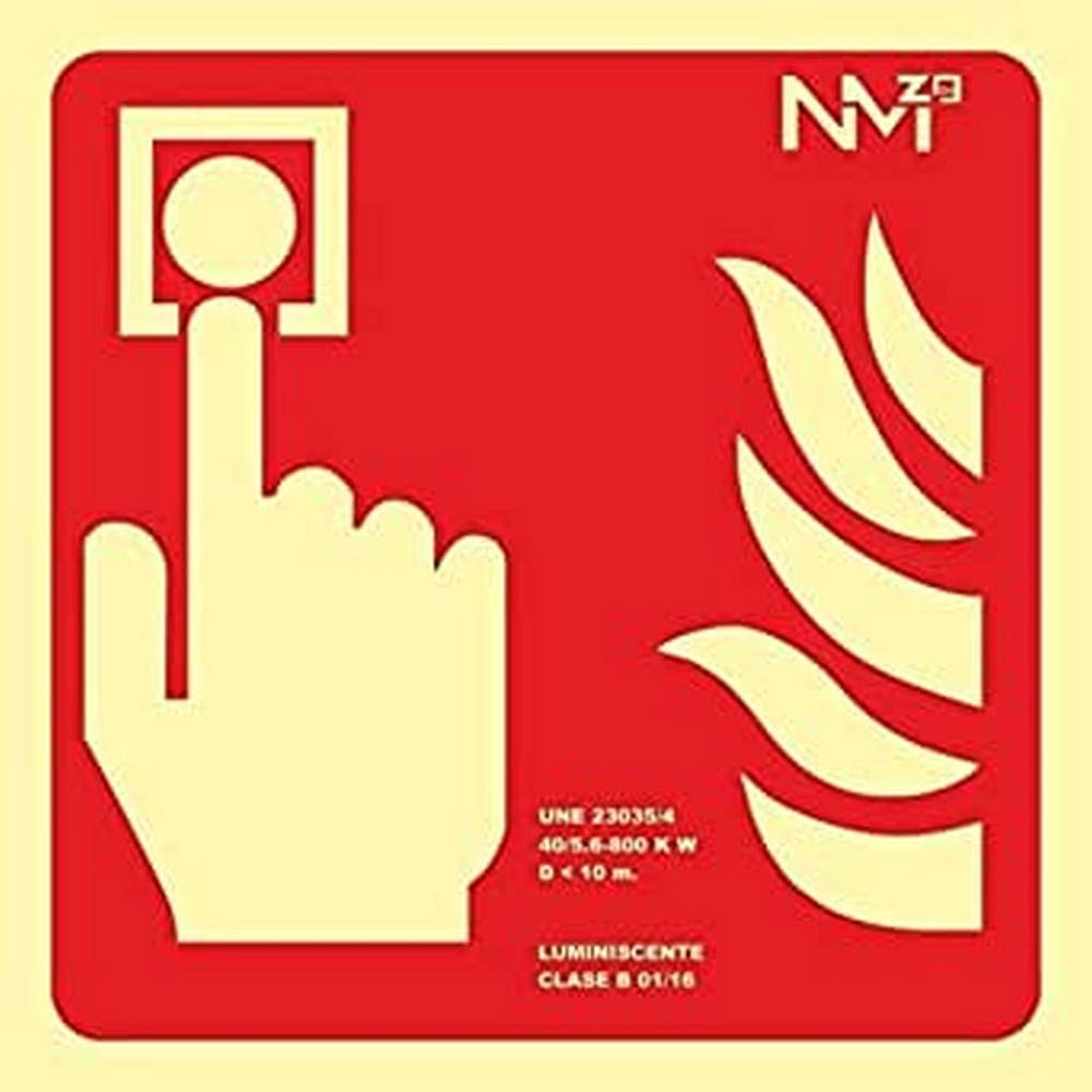 NM RD00A111 - Luminiscent Sign Alarm CTE Class B PVC 0.7mm 21 x 21 cm with CTE, RIPCI and Suitable for New Legislation
