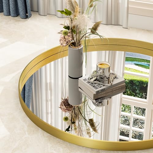 24 Inch Round Bathroom Mirror - Wall Mounted Circle Mirror with Metal Frame, Modern Mirror Suitable for Bathroom, Vanity, Entryway, Living Room, Wall Decor,Gold - Image 6