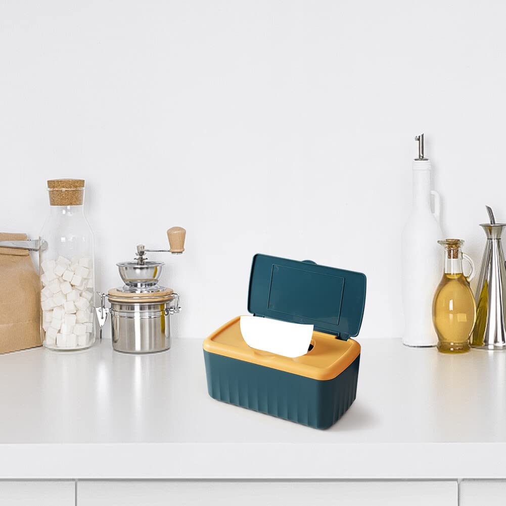 Eforcase Tissue Box with Lid, Modern Desktop Tissue Box Holder, Facial Tissue Dispenser Box, Cover Holder Napkin Organizer Wet Tissue Box with Lid Rectangular Storage Box Tissue Dispenser Box