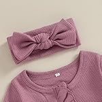 Newborn Baby Girl Fall Winter Outfits Clothes Knit Jumpsuit Ruffle Romper Newborn Coming Home Outfit for Baby Girl - Image 5