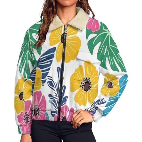 Blouson court femme polaire zippé anti-froid manteau épais doublé sherpa