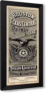 ArtDirect Cover: Houston and Texas Central Railway through Texas, 1885 19x40 Extra Large Black Modern Wood Framed Art Print by Houston and Texas Central Railway
