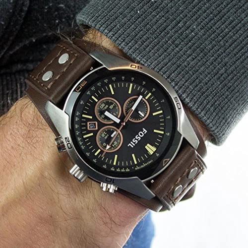 Fossil Men's Coachman Quartz Stainless Steel And Leather Chronograph Watch, Color: Silver, Brown (Model: Ch2891) #TOP5