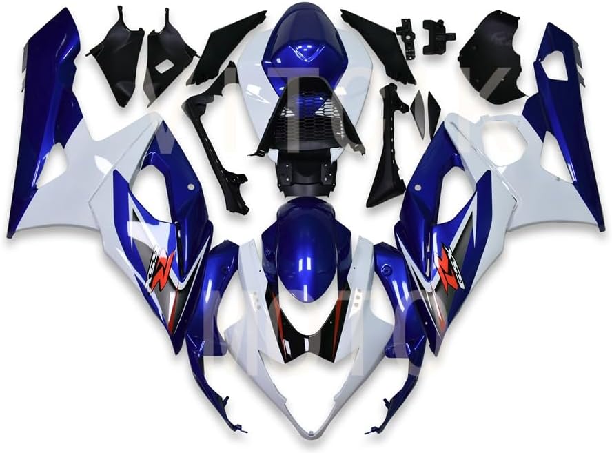 (Fairing Kits Fit for GSXR1000 K5 2005 2006 GSXR 1000 GSX R1000 K5 05 06) Plastic ABS Injection Mold Complete Motorcycle Body Aftermarket Bodywork Frame (Blue & White) A101
