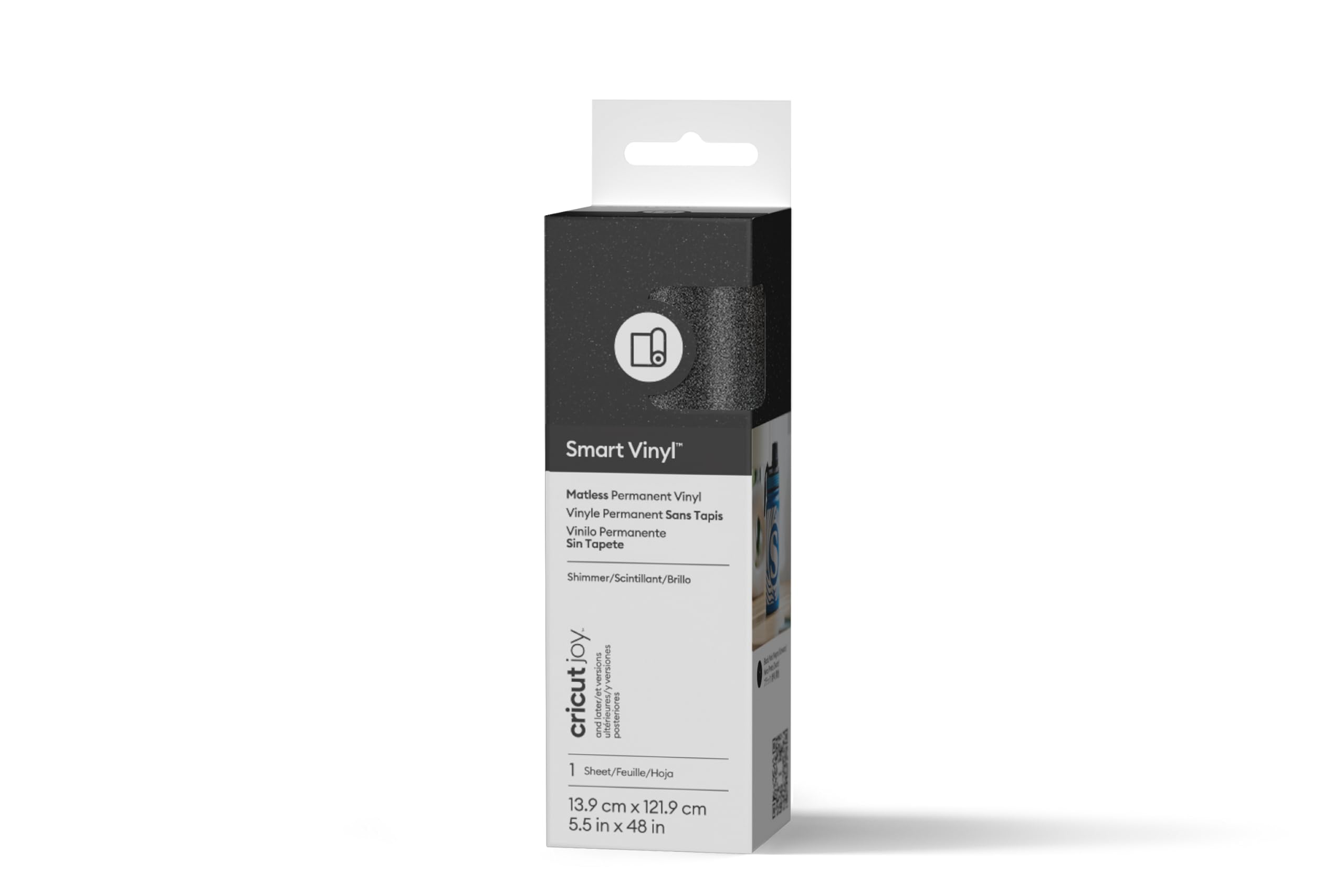 Cricut Shimmer Black Joy Smart Permanent Vinyl, 13.9Cm X 1.2M, Self-Adhesive Vinyl Sheet | Ideal For Customising Mugs & Diy Crafts, For All Cutting Machines Joy Machine