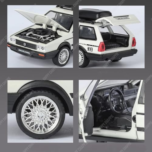 Image of Die-Cast Metal Car Model 1:32 Scale SANTANA STATION | Alloy Metal Car with Openable Doors, Hood & Trunk | LED Headlight & Taillight with Sound | Pull Back & Go Toy for Kids & Collectors (white)