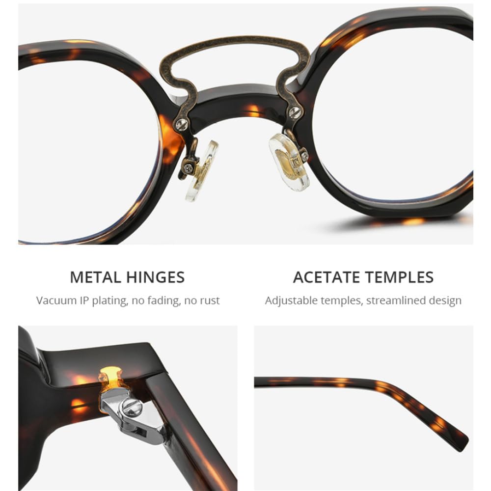 MUTYNE Montura de gafas de acetato para hombre, anteojos redondos Retro Vintage, gafas