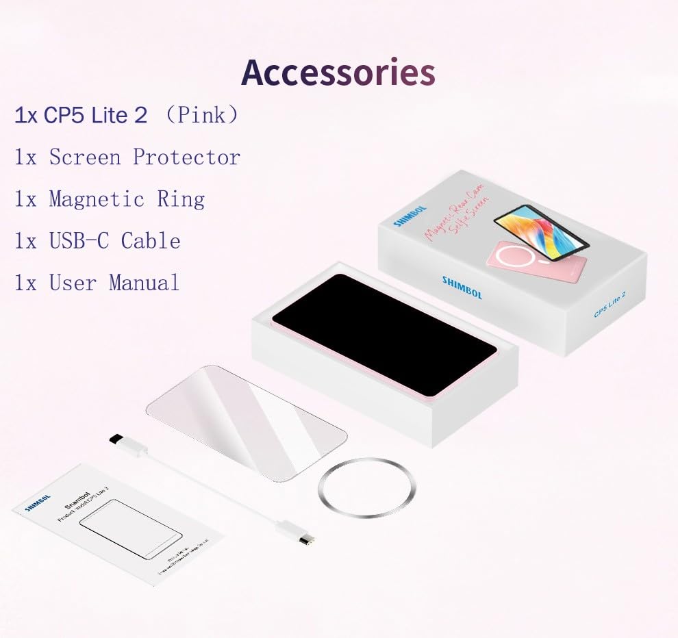 Image of Shimbol CP5 Lite II Selfie Monitor Screen for iPhone & Android Magnetic Phone Vlog Selfie Monitor Screen 1080P Wireless Recording for YouTube TikTok Live Streaming (Pink)