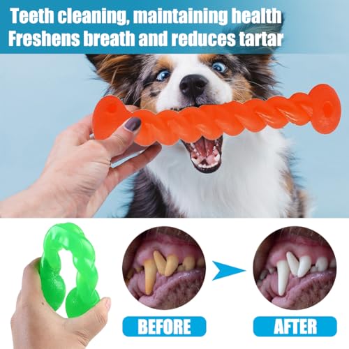 2 Pieces Hundespielzeug Für Zähne, Hundespielzeug Gummi, Gummi Spirale Kauknochen, Hundemolarenstab Welpen Intelligenzspielzeug Weich Beißwiderstand, Hundezahnbürste Haustier Mundpflege, 18cm+28cm