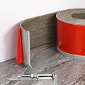 FOSLUOC Flexible Baseboard Molding Trim, 4-Inch x 20-Feet Self-Adhesive Vinyl Wall Base Cove Base, Peel and Stick Rubber Wall Base Baseboard Trim with 1 PC Utility Knife, Brown Wood Grain