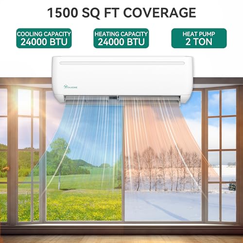 Image of YITAHOME 24000 BTU Mini Split AC /Heating System, Ductless Mini Split Air Conditioner Heat Pump,230V 18.5 SEER2 Energy Efficient Inverter AC Unit,Wifi Enabled Compatible with Alexa for Apartment,Garage