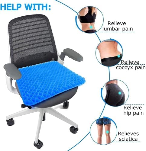 Image of Gel Seat Cushion Silicone Chair Cushion Multifunctional Comfortable Thick Double with Non-Slip Cover for Coccyx and Sciatica Ideal for Office, Home and Car