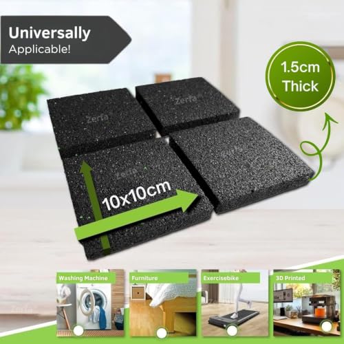 Image of Zerfa 4 Pcs Pack Anti-Vibration Soft Rubber Washer Mat, Shock Absorbing Washer Pads, Non-Skid Protector Mat for Washing Machine Dryer Treadmill Compressor Furniture