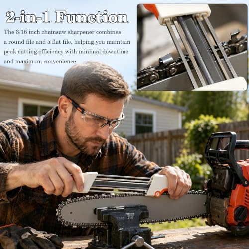 HABZTOUYI 56057504304 Chainsaw Chain Sharpener, 2 in 1 File Chain Saw Sharpener Tool, Fit for Stihl, 0.325 in LP 3/16 in (4.8mm) Chainsaw Chain - 3