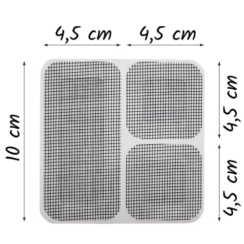 BullTek 24 Stück selbstklebende Fliegengitter-Flicken 8 Blätter weiß und schwarz – Reparatur Netz Fliegengitter Tür oder Fenster – einfach anzubringen, selbstklebend, aus strapazierfähiger Faser, für