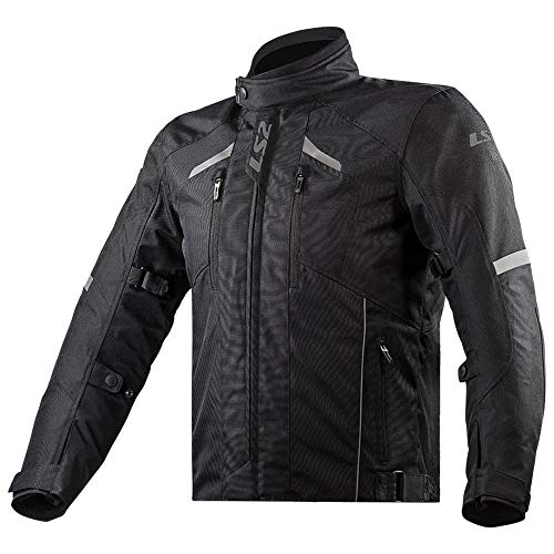 Veste textile de moto imperméable LS2 Serra Evo noire en taille 2XL pour motard
