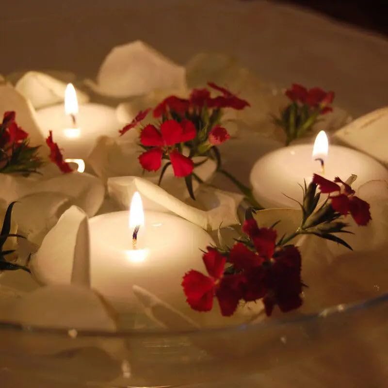 Image of 36 Packs 3-Inch unscented White Floating Candles - Ideal for Weddings, Pool Party, Holiday Centerpieces and Events - Odorless, Drip-Free, Long Lasting Burn Time