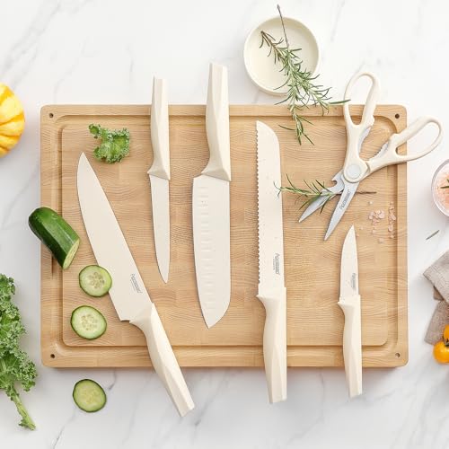 Image of Premium Quality 8-Piece Knife Set with Block, Lightweight and Strong, Ergonomic Handles for Home,Dishwasher Safe