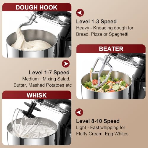 Image of Honinst 4QT Electric Stand Mixer, 10-Speed Tilt-Head Compact Kitchen Mixer