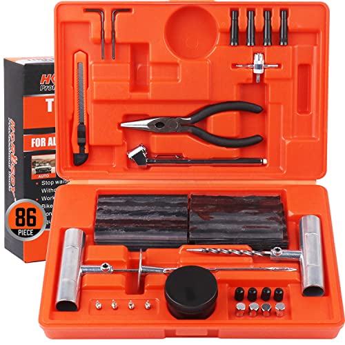 HORUSDY 86-Piece Tire Plug Kit Heavy Duty Professional, Tire Plug Kit for Car, ATV, SUV, RV, Motorcycle, Tractor, Trailer. Flat Tire Puncture Repair Kit