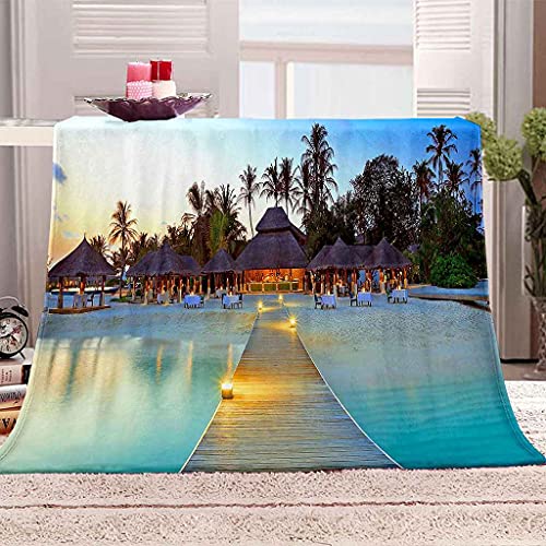 Couverture Polaire Flanelle 130x150 cm - Imprimé Mer Tropicale 3D - 2
