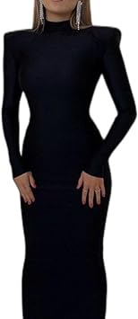 SHANHE Shoulder Pad Long Sleeves Slim Green Party Club Maxi Dress Spring Autumn Women Fashion Elegant Clothes