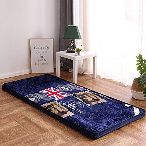 HM&DX Franela Colchón futon, Acolchado Suave Japonés Tradicional Colchón Sofa Cama Dormir Tatami de Piso para Alcoba Dormitorio-D 90x190cm(35x75inch)