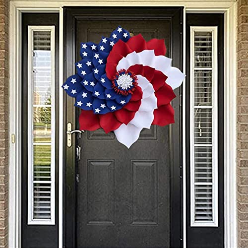 4Th Of July Wreath Patriotic Door Wreath, Fourth Of July Wreath Front Door Independence Memorial Day Decor American Flag Wreath Decor Hanging Garland For Home Wall Porch Holiday Decor Supplies #TOP6