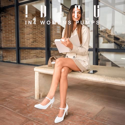 IDIFU IN4 Mary Jane Shoes Closed Toe High Heels Women's Pumps Comfortable Stiletto Ankle Strap Round Toe Dress Shoes for Women Wedding Bridal Work Vintage Classic Pumps Shoes2